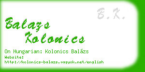 balazs kolonics business card