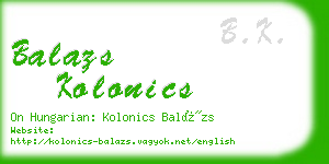 balazs kolonics business card